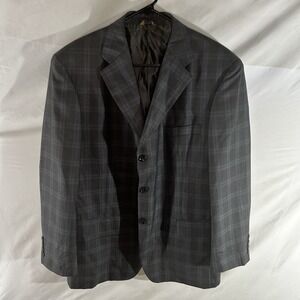 Luca Rossi Italia 40S Gray Plaid Sport Coat Blazer Super 150s 3 Button